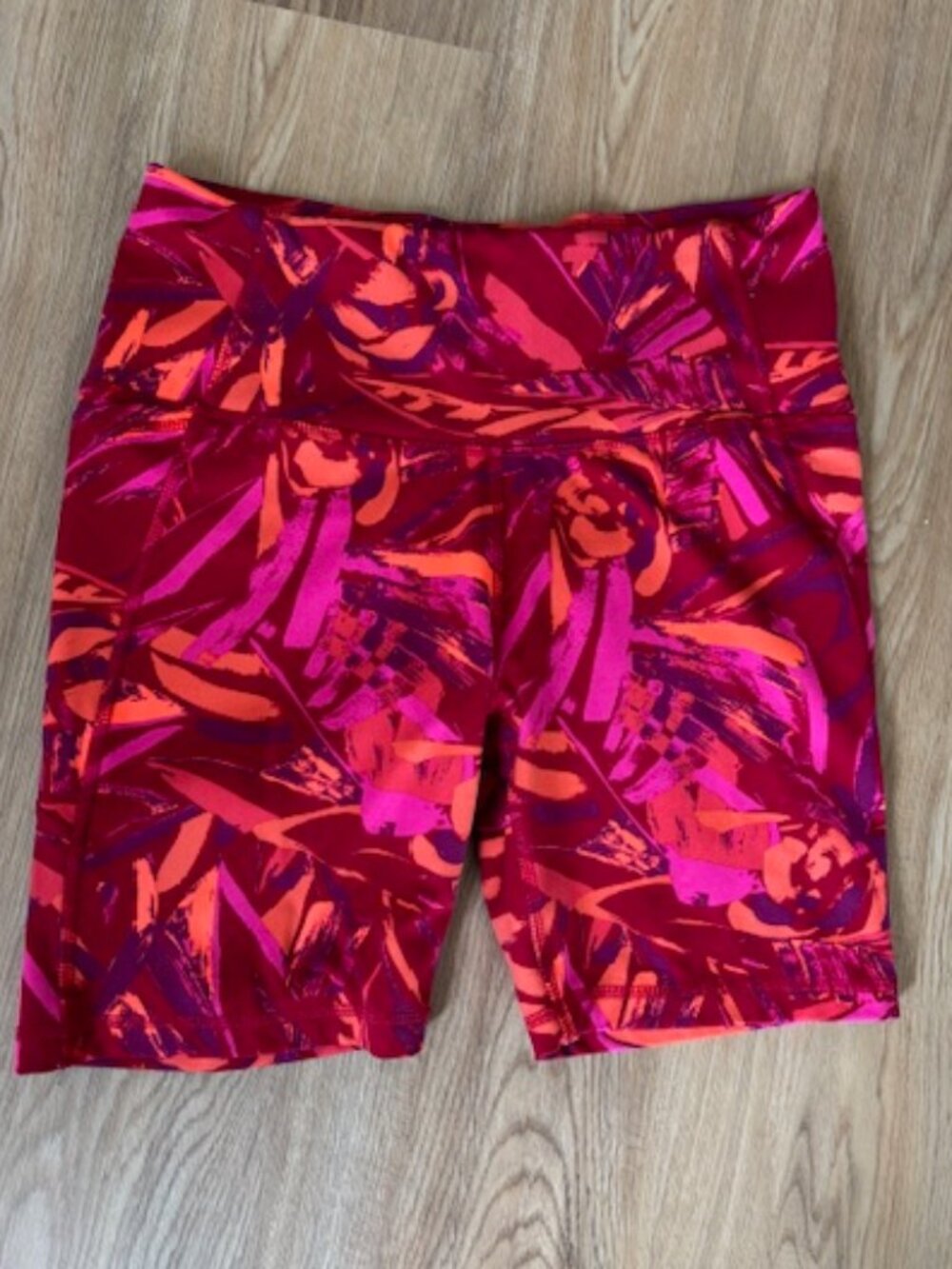 All in Motion Womens Red Orange Hi Rise Bike Shorts Activewear EUC M